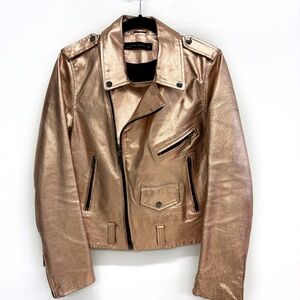 Zara Metallic Copper Leather Jacket